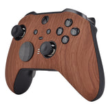 eXtremeRate Wood Grain Patterned Faceplate Cover, Soft Touch Front Housing Shell Case Replacement Kit for Xbox One Elite Series 2 Controller Model 1797 and Core Model 1797 and Core Model 1797 - Thumbstick Accent Rings Included - ELS201