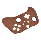 eXtremeRate Wood Grain Patterned Faceplate Cover, Soft Touch Front Housing Shell Case Replacement Kit for Xbox One Elite Series 2 Controller Model 1797 and Core Model 1797 and Core Model 1797 - Thumbstick Accent Rings Included - ELS201