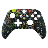eXtremeRate Scary Party Patterned Faceplate Cover, Soft Touch Front Housing Shell Case Replacement Kit for Xbox One Elite Series 2 Controller Model 1797 and Core Model 1797 - Thumbstick Accent Rings Included - ELT104