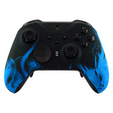 eXtremeRate Blue Flame Patterned Faceplate Cover, Soft Touch Front Housing Shell Case Replacement Kit for Xbox One Elite Series 2 Controller Model 1797 and Core Model 1797 - Thumbstick Accent Rings Included - ELT105