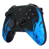 eXtremeRate Blue Flame Patterned Faceplate Cover, Soft Touch Front Housing Shell Case Replacement Kit for Xbox One Elite Series 2 Controller Model 1797 and Core Model 1797 - Thumbstick Accent Rings Included - ELT105