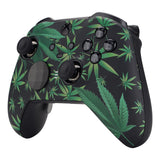 eXtremeRate Green Weeds Patterned Faceplate Cover, Soft Touch Front Housing Shell Case Replacement Kit for Xbox One Elite Series 2 Controller Model 1797 and Core Model 1797 - Thumbstick Accent Rings Included - ELT111