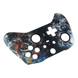 eXtremeRate Tiger Skull Patterned Faceplate Cover, Soft Touch Front Housing Shell Case Replacement Kit for Xbox One Elite Series 2 Controller Model 1797 and Core Model 1797 - Thumbstick Accent Rings Included - ELT113