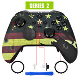 eXtremeRate US Flag The Stars & Stripes Patterned Faceplate Cover, Soft Touch Front Housing Shell Case Replacement Kit for Xbox One Elite Series 2 Controller Model 1797 and Core Model 1797 - Thumbstick Accent Rings Included - ELT114