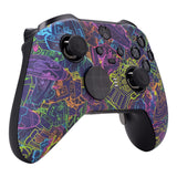 eXtremeRate Neon Novel Patterned Faceplate Cover, Soft Touch Front Housing Shell Case Replacement Kit for Xbox One Elite Series 2 Controller Model 1797 and Core Model 1797 - Thumbstick Accent Rings Included - ELT127