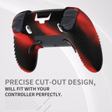 PlayVital 3D Studded Edition Anti-Slip Silicone Cover Case for ps5 Edge Controller, Soft Rubber Protector Skin for ps5 Edge Wireless Controller with 6 Thumb Grip Caps - Red & Black - ETPFP008