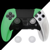 PlayVital Ninja Edition Anti-Slip Half-Covered Silicone Cover Skin for ps5 Edge Controller, Ergonomic Protector Soft Rubber Case for ps5 Edge Wireless Controller with Thumb Grip Caps - Glow in Dark - Green - EYPFP006