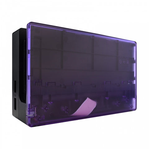 eXtremeRate Transparent Altomic Purple Custom Faceplate for Nintendo Switch Charging Dock, Soft Touch Grip DIY Replacement Housing Shell for Nintendo Switch Dock - Dock NOT Included - FDM505