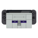 eXtremeRate Custom Soft Touch Grip Faceplate for Nintendo Switch Dock, Classics SNES Style Patterned DIY Replacement Housing Shell for Nintendo Switch Dock - Dock NOT Included - FDT106