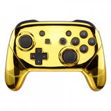 eXtremeRate Chrome Gold Faceplate Backplate Handles for Nintendo Switch Pro Controller, Glossy DIY Replacement Grip Housing Shell Cover for Nintendo Switch Pro - Controller NOT Included - FRD401