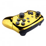eXtremeRate Chrome Gold Faceplate Backplate Handles for Nintendo Switch Pro Controller, Glossy DIY Replacement Grip Housing Shell Cover for Nintendo Switch Pro - Controller NOT Included - FRD401