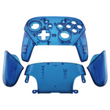 eXtremeRate Transparent Blue Faceplate Backplate Handles for Nintendo Switch Pro Controller, DIY Replacement Grip Housing Shell Cover for Nintendo Switch Pro - Controller NOT Included - FRM503