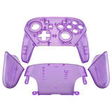 eXtremeRate Clear Atomic Purple Faceplate Backplate Handles for Nintendo Switch Pro Controller, DIY Replacement Grip Housing Shell Cover for Nintendo Switch Pro - Controller NOT Included - FRM505