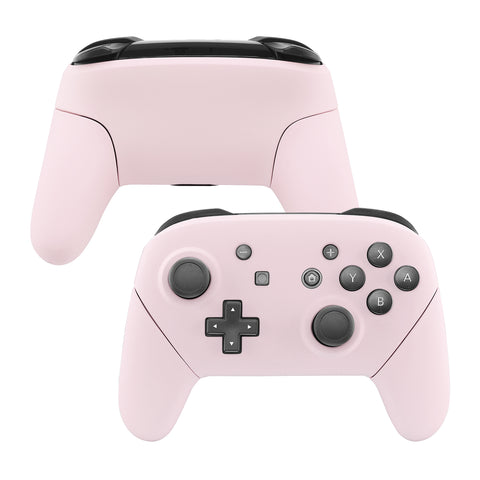 eXtremeRate Cherry Blossoms Pink Faceplate Backplate Handles for Nintendo Switch Pro Controller, Soft Touch DIY Replacement Grip Housing Shell Cover for Nintendo Switch Pro - Controller NOT Included - FRP307