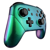 eXtremeRate Chameleon Faceplate Backplate Handles for Nintendo Switch Pro Controller, Green Purple DIY Replacement Grip Housing Shell Cover for Nintendo Switch Pro - Controller NOT Included - FRP312