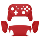 eXtremeRate Passion Red Faceplate Backplate Handles for NS Switch Pro Controller, Soft Touch DIY Replacement Grip Housing Shell Cover for NS Switch Pro - Controller NOT Included - FRP332