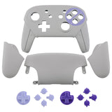 eXtremeRate Soft Touch Faceplate Backplate Handles for Switch Pro Controller, Classic SNES Style Replacement Shell Case with Purple D-pad ABXY Buttons for Nintendo Switch Pro - Controller NOT Included - FRT102