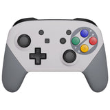 eXtremeRate SFC SNES Classic EU Style Faceplate Backplate Handles for NS Switch Pro Controller, Soft Touch Replacement Grip Housing Shell Cover with Colorful ABXY Buttons for NS Switch Pro - FRT103