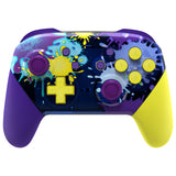 eXtremeRate Splattering Paint Style Faceplate Backplate Handles for NS Switch Pro Controller, Soft Touch Replacement Grip Housing Shell Cover with Colorful ABXY Buttons for NS Switch Pro - FRT104