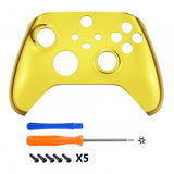 eXtremeRate Replacement Front Housing Shell for Xbox Series X Controller, Chrome Gold Custom Cover Faceplate for Xbox Series S Controller - Controller NOT Included - FX3D401