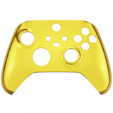 eXtremeRate Replacement Front Housing Shell for Xbox Series X Controller, Chrome Gold Custom Cover Faceplate for Xbox Series S Controller - Controller NOT Included - FX3D401