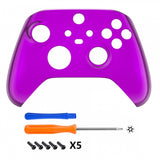 eXtremeRate Replacement Front Housing Shell for Xbox Series X Controller, Chrome Purple Custom Cover Faceplate for Xbox Series S Controller - Controller NOT Included - FX3D405