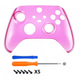 eXtremeRate Chrome Pink Replacement Part Faceplate, Chrome Cyan Gold Red Housing Shell Case for Xbox Series S & Xbox Series X Controller Accessories - Controller NOT Included - FX3D407