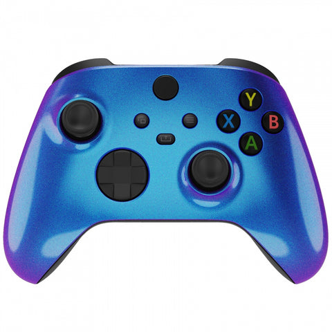 eXtremeRate Chameleon Puple Blue Glossy Replacement Front Housing Shell for Xbox Series X Controller, Custom Cover Faceplate for Xbox Series S Controller - Controller NOT Included - FX3P301