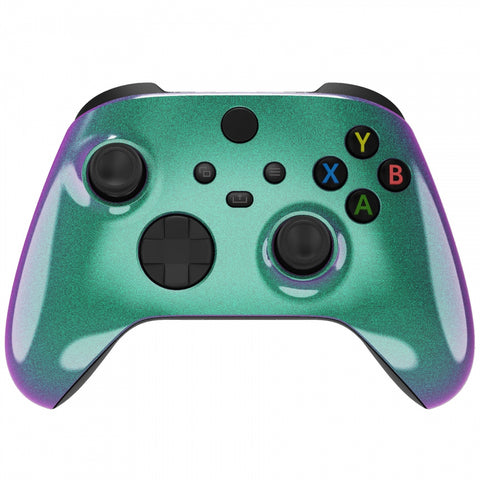 eXtremeRate Chameleon Green Purple Glossy Replacement Front Housing Shell for Xbox Series X Controller, Custom Cover Faceplate for Xbox Series S Controller - Controller NOT Included - FX3P302