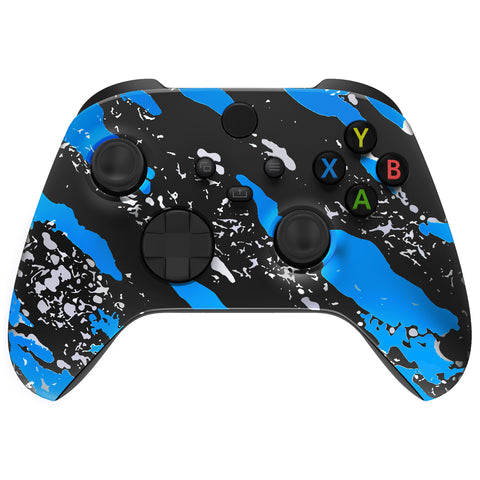 eXtremeRate Blue Coating Splash Replacement Part Faceplate, Soft Touch Grip Housing Shell Case for Xbox Series S & Xbox Series X Controller Accessories - Controller NOT Included - FX3S206