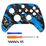 eXtremeRate Blue Coating Splash Replacement Part Faceplate, Custom Front Housing Shell Case for Xbox Series S & Xbox Series X Controller Accessories - Controller NOT Included - FX3S206
