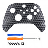 eXtremeRate Black Silver Carbon Fiber Replacement Part Faceplate, Soft Touch Grip Housing Shell Case for Xbox Series S & Xbox Series X Controller Accessories - Controller NOT Included - FX3S209