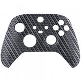 eXtremeRate Black Silver Carbon Fiber Replacement Part Faceplate, Soft Touch Grip Housing Shell Case for Xbox Series S & Xbox Series X Controller Accessories - Controller NOT Included - FX3S209