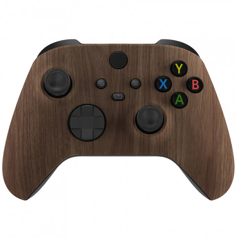 eXtremeRate Wood Grain Replacement Part Faceplate, Soft Touch Grip Housing Shell Case for Xbox Series S & Xbox Series X Controller Accessories - Controller NOT Included - FX3S215