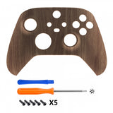 eXtremeRate Wood Grain Replacement Part Faceplate, Soft Touch Grip Housing Shell Case for Xbox Series S & Xbox Series X Controller Accessories - Controller NOT Included - FX3S215