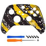 eXtremeRate Chrome Gold Coating Splash Patterned Replacement Front Housing Shell for Xbox Series X / S Controller, Custom Cover Faceplate for Xbox Core Controller - Controller NOT Included - FX3S218