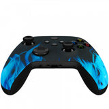 eXtremeRate Blue Flame Replacement Part Faceplate, Soft Touch Grip Housing Shell Case for Xbox Series S & Xbox Series X Controller Accessories - Controller NOT Included - FX3T105