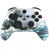 eXtremeRate The Great Wave Replacement Part Faceplate, Soft Touch Grip Housing Shell Case for Xbox Series S & Xbox Series X Controller Accessories - Controller NOT Included - FX3T106