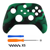 eXtremeRate Green Black Camouflage Replacement Part Faceplate, Soft Touch Grip Housing Shell Case for Xbox Series S & Xbox Series X Controller Accessories - Controller NOT Included - FX3T138