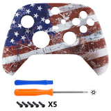 eXtremeRate Impression US Flag Replacement Part Faceplate, Soft Touch Grip Housing Shell Case for Xbox Series S & Xbox Series X Controller Accessories - Controller NOT Included - FX3T143