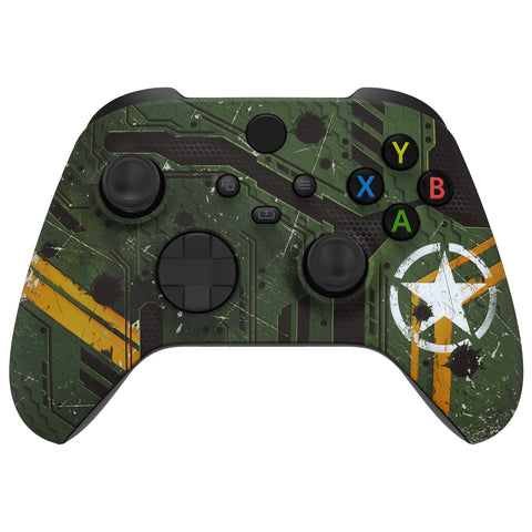 eXtremeRate Army Mecha Replacement Part Faceplate, Soft Touch Grip Housing Shell Case for Xbox Series S & Xbox Series X Controller Accessories - Controller NOT Included - FX3T150