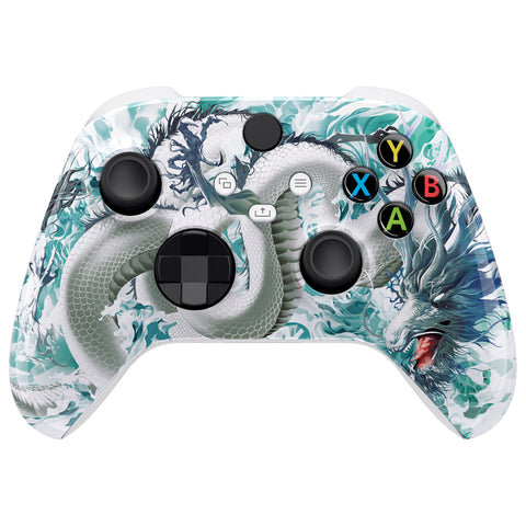 eXtremeRate Jade Dragon - Cloud Dominator Replacement Part Faceplate, Soft Touch Grip Housing Shell Case for Xbox Series S & Xbox Series X Controller Accessories - Controller NOT Included - FX3T173