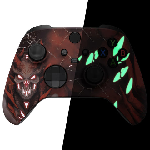 eXtremeRate Glow in Dark - Scarlet Demon Front Housing Shell for Xbox Series X & S Controller Model 1914, Custom DIY Replacement Cover Faceplate for Xbox Core Controller - Controller NOT Included - FX3T178
