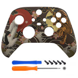 eXtremeRate Tiger & Crane Replacement Part Faceplate, Soft Touch Grip Housing Shell Case for Xbox Series S & Xbox Series X Controller Accessories - Controller NOT Included - FX3T180