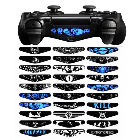 eXtremeRate For PS4 Light Bar Affixed (30) Black and White Game Decal- GCLS0013