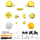 eXtremeRate Chrome Gold Repair ABXY D-pad Z L R Keys for Nintendo GameCube Controller, DIY Replacement Full Set Buttons Thumbsticks & Tools for Nintendo GameCube Controller - Controller NOT Included - GCNJ3001