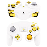 eXtremeRate Chrome Gold Repair ABXY D-pad Z L R Keys for Nintendo GameCube Controller, DIY Replacement Full Set Buttons Thumbsticks & Tools for Nintendo GameCube Controller - Controller NOT Included - GCNJ3001