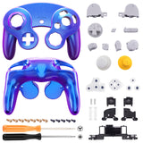 eXtremeRate Chameleon Purple Blue Replacement Faceplate Backplate with Buttons for Nintendo GameCube Controller - GCNP3004