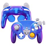 eXtremeRate Chameleon Purple Blue Replacement Faceplate Backplate with Buttons for Nintendo GameCube Controller - GCNP3004