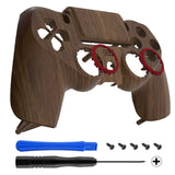 eXtremeRate Wood Grain Ghost Replacement Faceplate Touchpad Cover, Redesigned Soft Touch Housing Shell Case Touch Pad Compatible with PS4 Slim Pro Controller JDM-040/050/055 - Controller NOT Included - GHP4S001